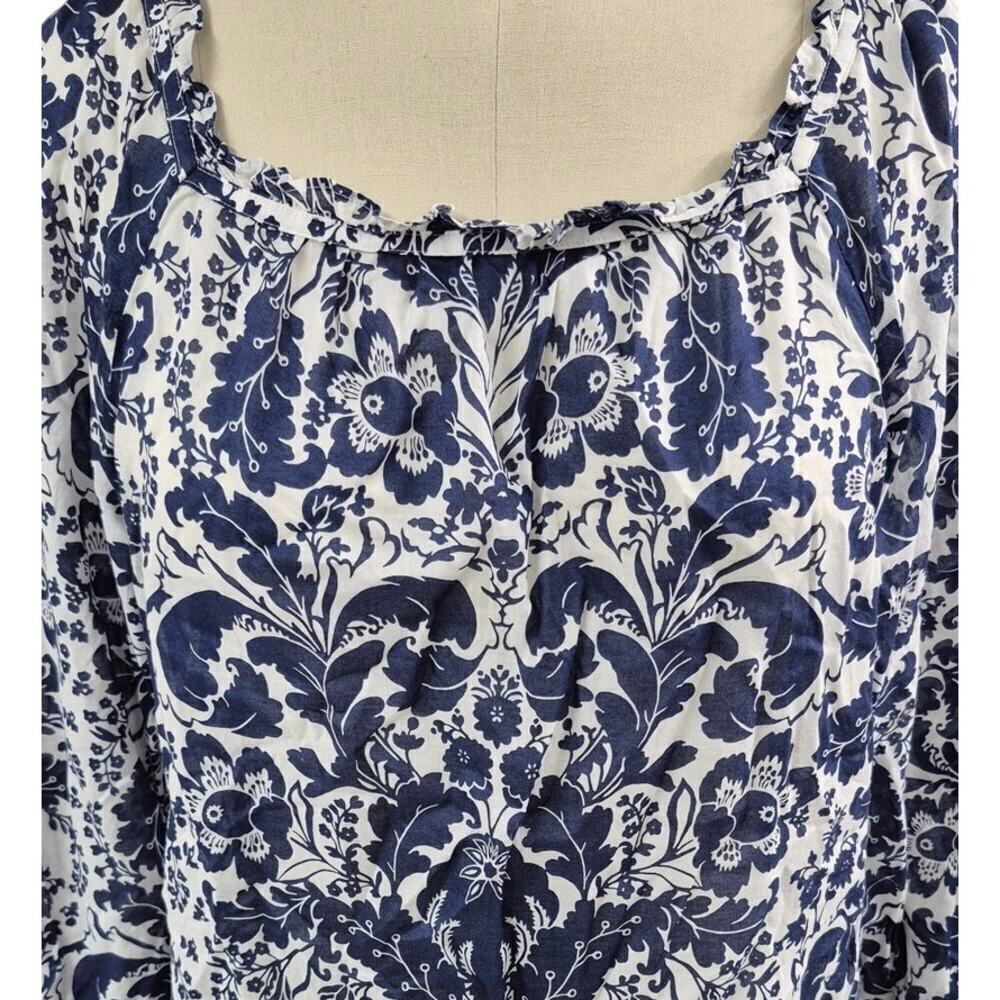 Women’s Opulent Floral Square Neck Top Blouse Ivory & Ink L - Picture 3 of 7